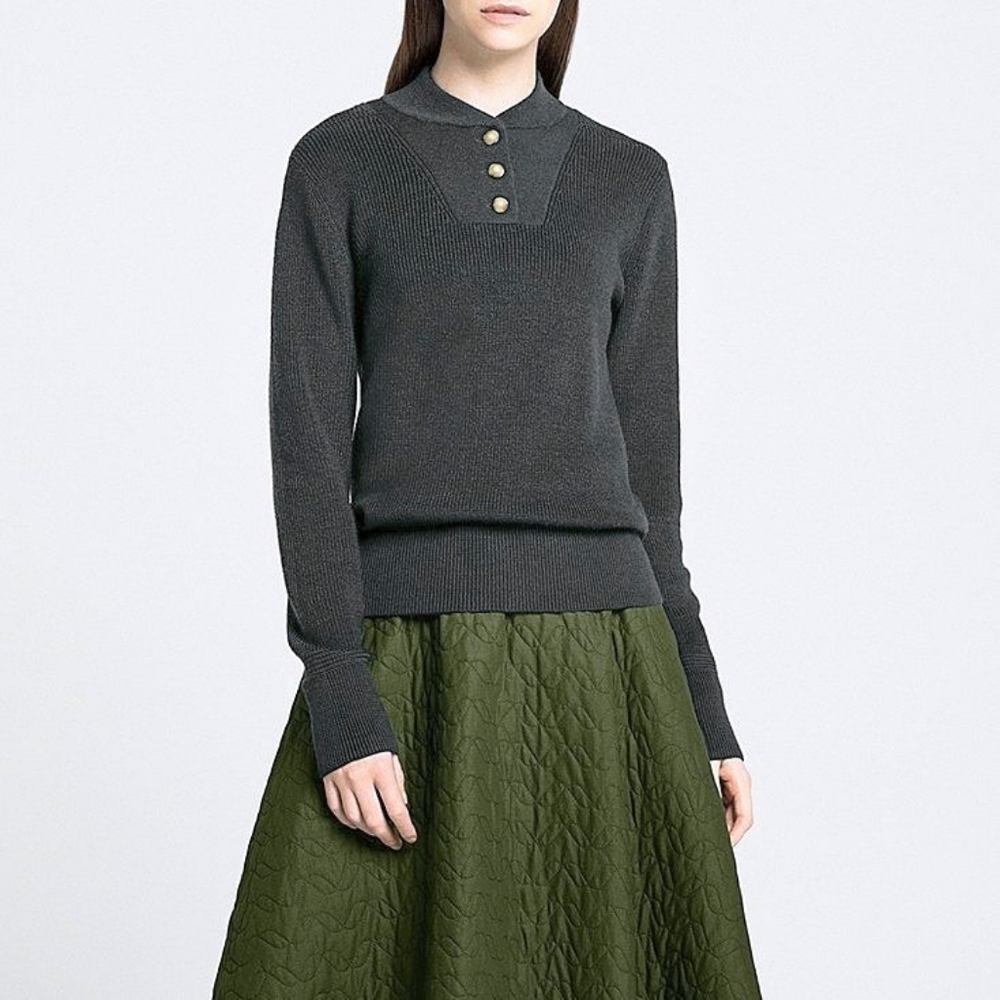JW Anderson x Uniqlo Knit Military Sweater Merino Wool Grey Size X-Small